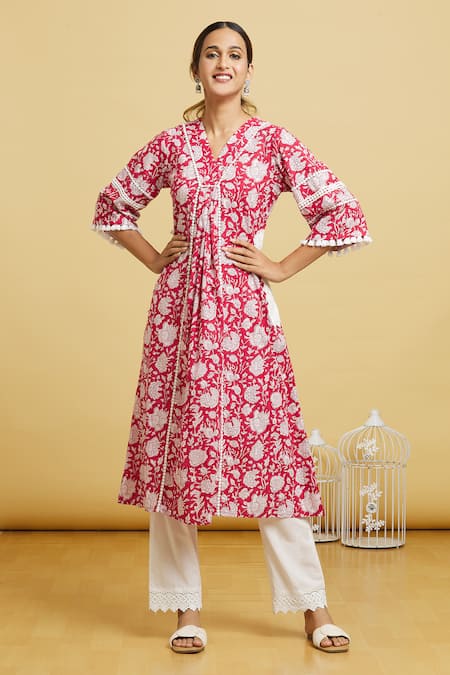 Samyukta Singhania Handblock Floral Print Kurta & Pant Set 