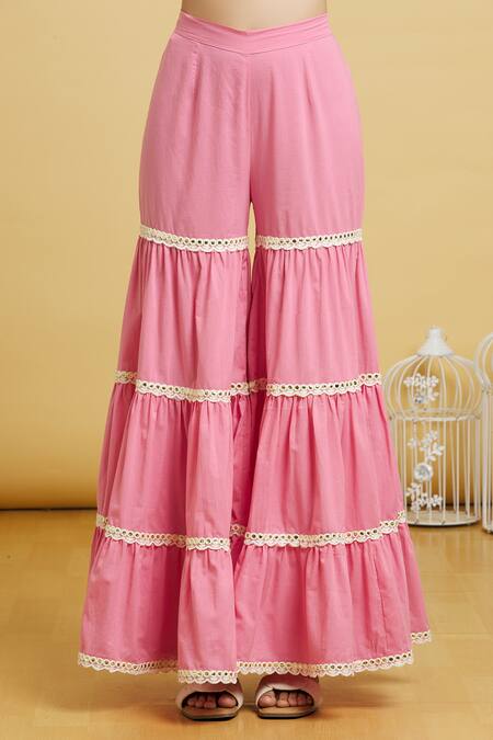 Buy Naintara Bajaj Yellow Cotton, Kota Doria Mirrors Handblock Floral Jaal Anarkali Gharara Set Buy_Naintara Bajaj_Yellow Cotton, Kota Doria Mirrors Handblock Floral Jaal Anarkali Gharara Set