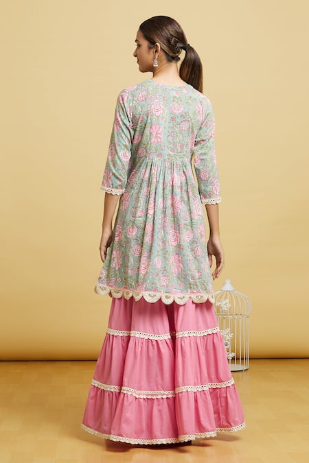 Naintara Bajaj Floral Garden Print Anarkali Gharara Set