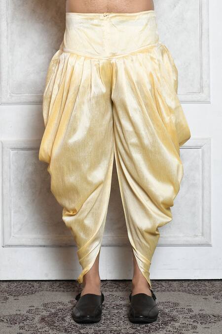 Aryavir Malhotra_Orange Sherwani Raw Silk Geometric Butti Pattern With Draped Pant_Online_at_Aza_Fashions