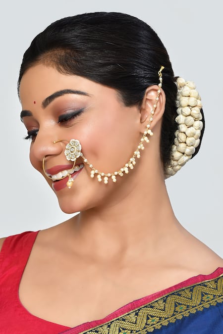 Nayaab by Aleezeh Gold Plated Embellished Nose Ring