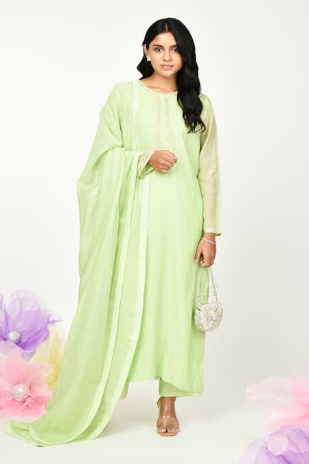 Komal Shah Tilla Chaav Chanderi Straight Kurta Set 