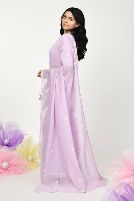 Buy Komal Shah Purple Chanderi Embroidery Boat Neck Saree With Blouse Online at Aza Fashions Buy_Komal Shah_Purple Chanderi Embroidery Boat Neck Saree With Blouse _Online_at_Aza_Fashions