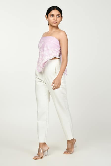 Buy_Komal Shah_Purple Floral Summer Chanderi Embroidered Scarf _Online_at_Aza_Fashions