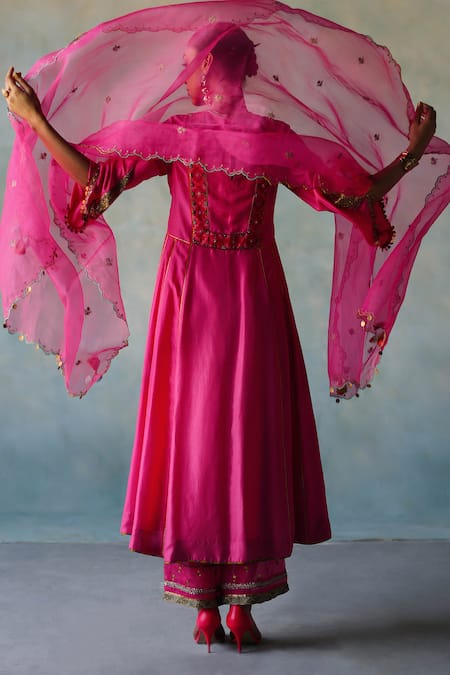 Rajiramniq Placement Dori Embroidered Anarkali Palazzo Set 