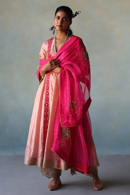 Rajiramniq Geometric Panel Print Anarkali Palazzo Set 
