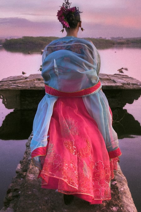 Rajiramniq Floral Print Blouse Lehenga Set 