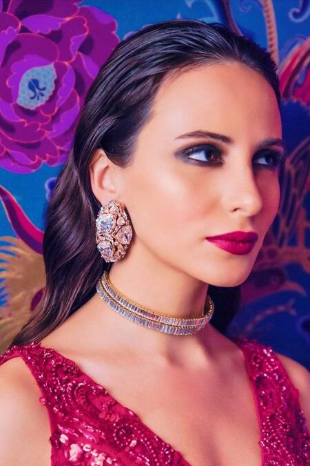 PRERTO Gold Plated Talia Crystal Embellished Choker Necklace Online at Aza Fashions PRERTO_Gold Plated Talia Crystal Embellished Choker Necklace _Online_at_Aza_Fashions