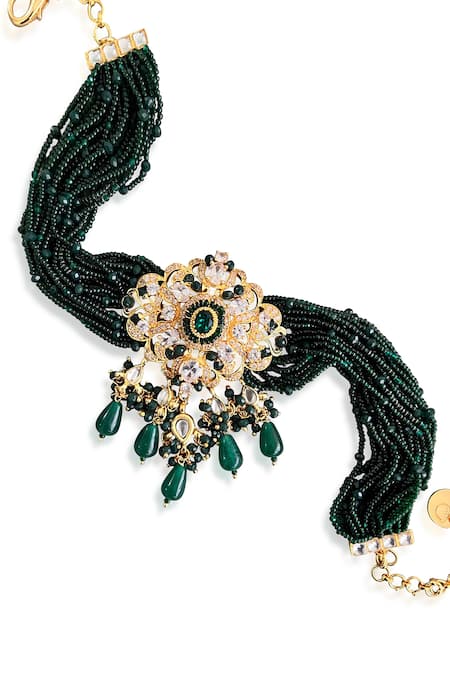 Prerto Green Zuri Embellished Choker Necklace 