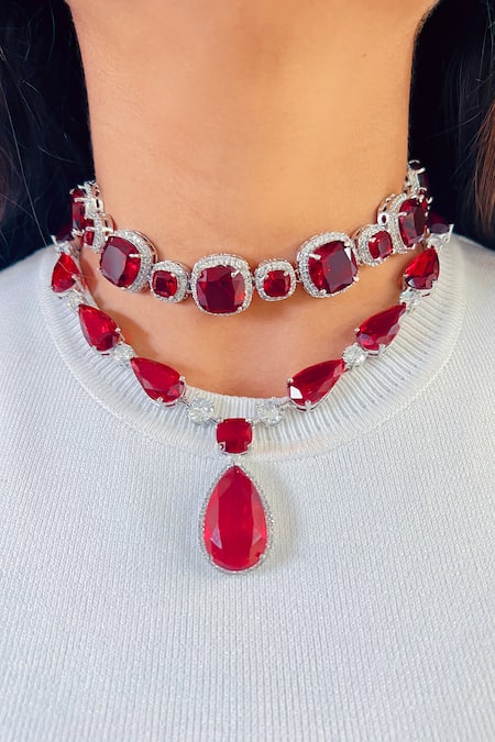 Beautifully Designed Brides Ruby Choker Necklace