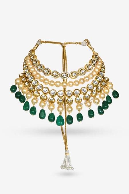 Shop PRERTO Green Kaina Necklace at Aza Fashions Shop_PRERTO_Green Kaina Necklace_at_Aza_Fashions
