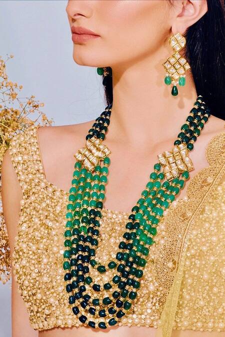 PRERTO Green Nilaya Embellished Necklace