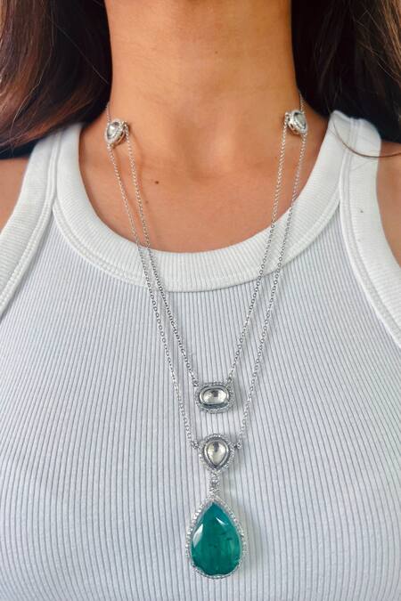 Bezel Set Emerald Necklace - ArthurGroom