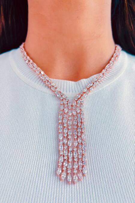 PRERTO Pink Catharina Fringe Necklace