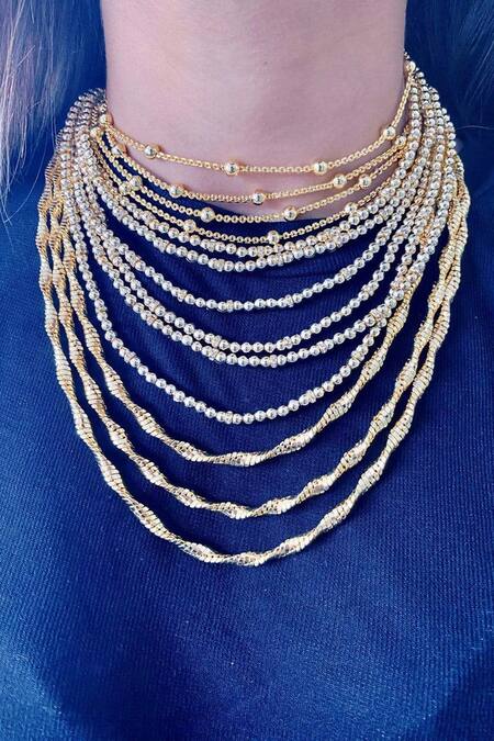 PRERTO Gold Plated Cleopatra Layered Necklace Online at Aza Fashions PRERTO_Gold Plated Cleopatra Layered Necklace_Online_at_Aza_Fashions