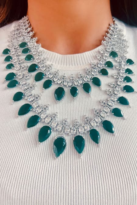 Multi Layered Infinity Diamond Emerald Set (Earrings & Necklace) – PRERTO  E-COMMERCE PRIVATE LIMITED