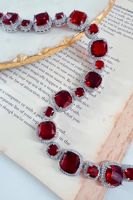 Ruby stone clearance choker necklace