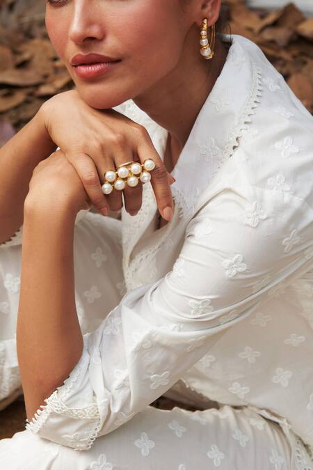 Shop_Mulmul_White Pure Mulmul Caspia Schiffli Border Shirt With Pant_Online_at_Aza_Fashions