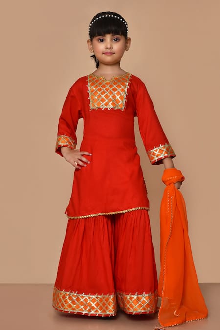Petite Pomme Embroidered Kurta Sharara Set 