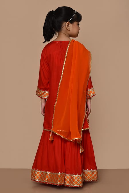 Petite Pomme Embroidered Kurta Sharara Set 