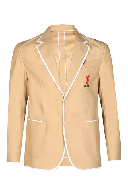 S&N By Shantnu Nikhil_Beige Poplin Embroidery Full Sleeve Jacket_Online_at_Aza_Fashions