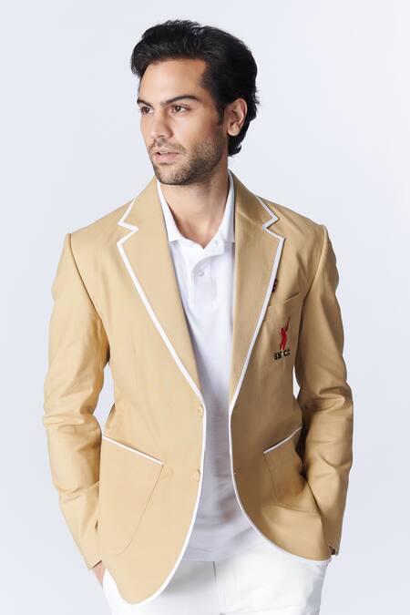 Shop S&N By Shantnu Nikhil Beige Poplin Embroidery Full Sleeve Jacket Online at Aza Fashions Shop_S&N By Shantnu Nikhil_Beige Poplin Embroidery Full Sleeve Jacket_Online_at_Aza_Fashions