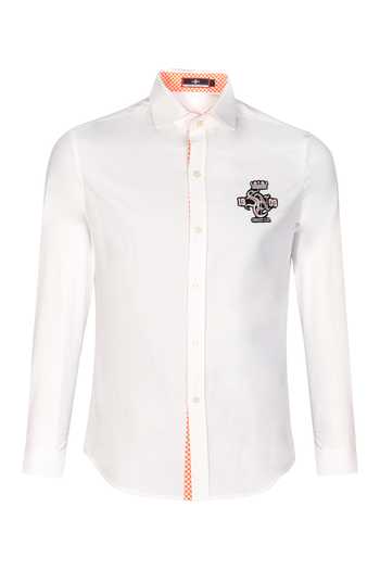S&N By Shantnu Nikhil_Off White Embroidery Sncc Logo Placement Shirt_Online_at_Aza_Fashions