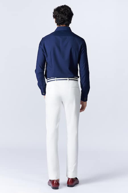 Shop S&N By Shantnu Nikhil Blue Lycra, Viscose, Terrycloth Embroidery Sncc Logo Shirt at Aza Fashions Shop_S&N By Shantnu Nikhil_Blue Lycra, Viscose, Terrycloth Embroidery Sncc Logo Shirt_at_Aza_Fashions