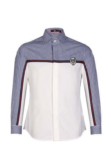 S&N By Shantnu Nikhil_Off White Cotton Embroidery Printed Shirt_Online_at_Aza_Fashions