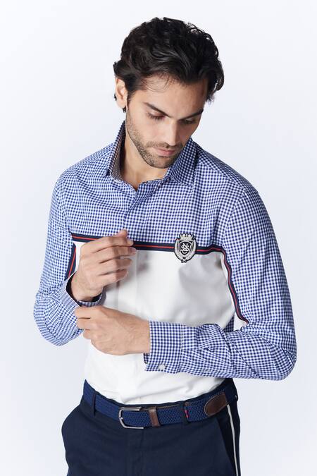 Buy_S&N By Shantnu Nikhil_Off White Cotton Embroidery Printed Shirt_Online_at_Aza_Fashions