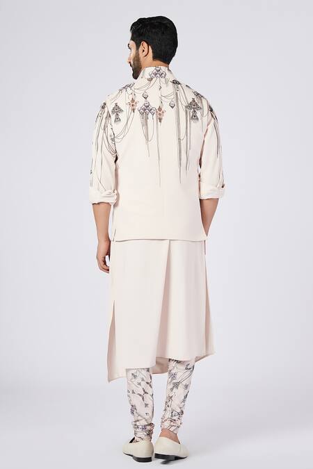 Shop S&N By Shantnu Nikhil Off White Polyester Jewellery Print Churidar at Aza Fashions Shop_S&N By Shantnu Nikhil_Off White Polyester Jewellery Print Churidar_at_Aza_Fashions