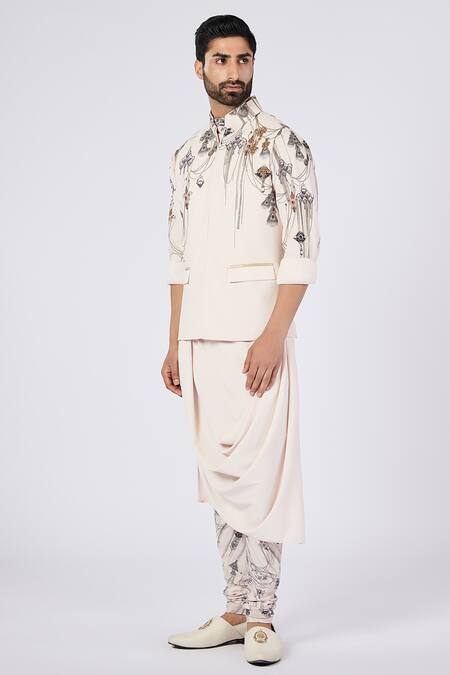 Buy S&N By Shantnu Nikhil Off White Polyester Jewellery Print Churidar Online at Aza Fashions Buy_S&N By Shantnu Nikhil_Off White Polyester Jewellery Print Churidar_Online_at_Aza_Fashions