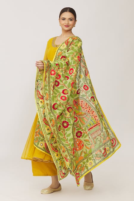 Samyukta Singhania Figurine & Floral Phulkari Work Dupatta 