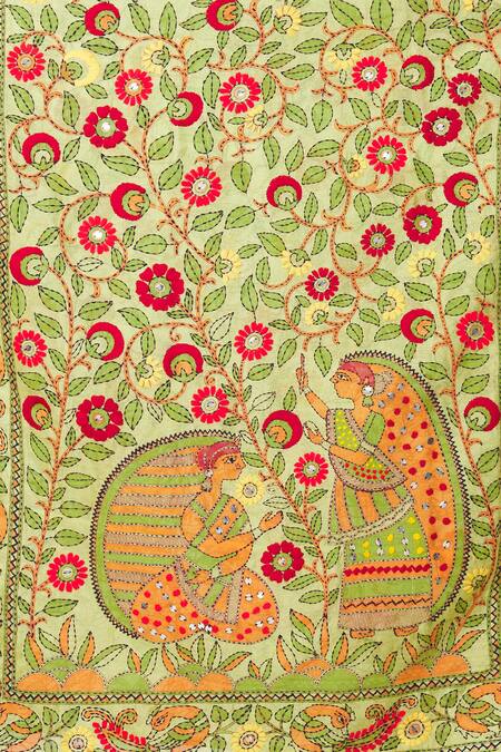 Buy Naintara Bajaj Green Chanderi Sequins Figurine And Floral Phulkari Work Dupatta Online at Aza Fashions Buy_Naintara Bajaj_Green Chanderi Sequins Figurine And Floral Phulkari Work Dupatta_Online_at_Aza_Fashions