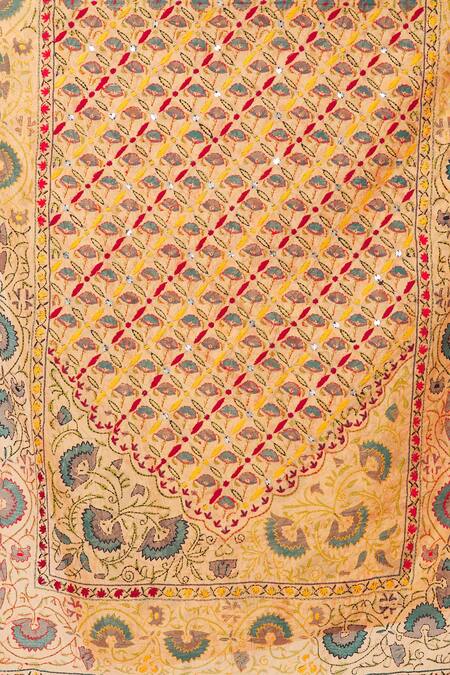 Shop Naintara Bajaj Orange Chanderi Sequins Phulkari And Work Dupatta Online at Aza Fashions Shop_Naintara Bajaj_Orange Chanderi Sequins Phulkari And Work Dupatta_Online_at_Aza_Fashions