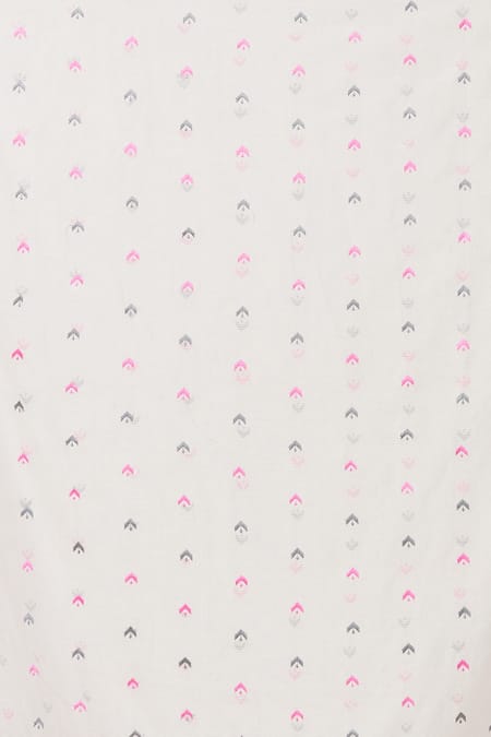 Shop_Naintara Bajaj_White Chanderi Embroidery Geometric Phulkari Work Dupatta_Online_at_Aza_Fashions