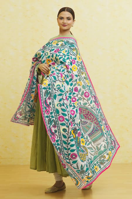 Samyukta Singhania Botanical Pattern Phulkari Dupatta 