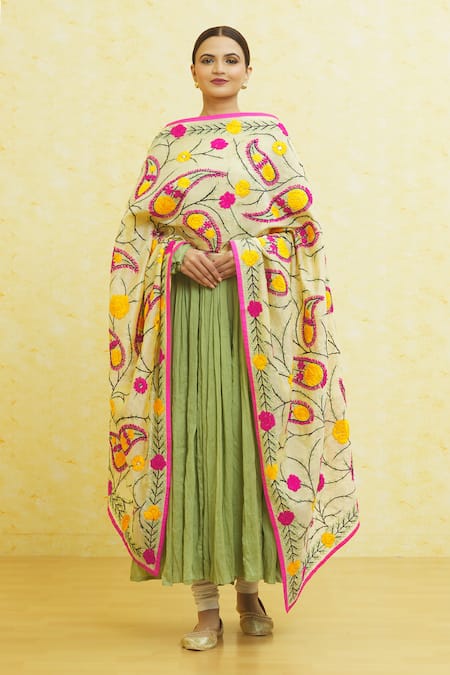 Samyukta Singhania Botanical Phulkari Work Dupatta 