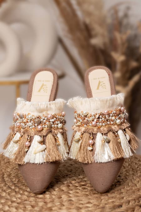 House of Vian Pearl Embellished Mules 