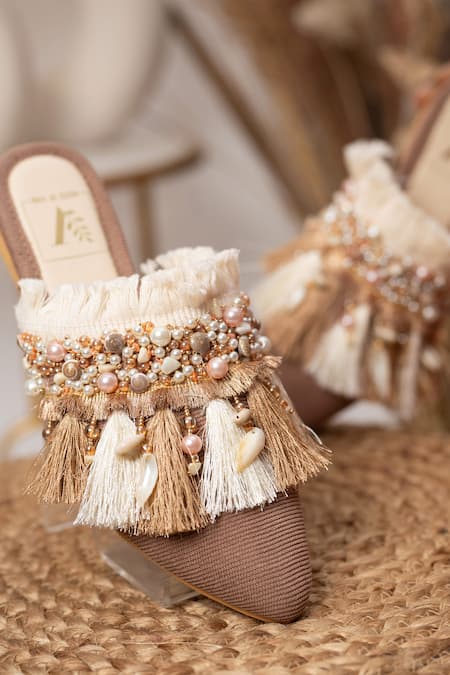 House Of Vian Pearl Embellished Mules 