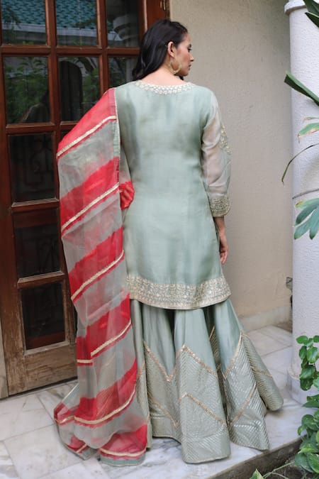 Kyra By Bhavna Gota Embroidered Kurta Sharara Set 