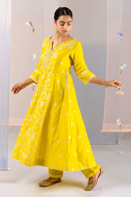 Kyra By Bhavna Lime Green Embroidered Anarkali Set 