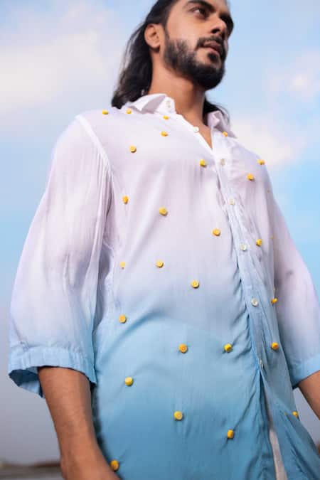 Buy Runit Gupta White Tencel Beads Ombre Embroidered Shirt Online at Aza Fashions Buy_Runit Gupta_White Tencel Beads Ombre Embroidered Shirt _Online_at_Aza_Fashions