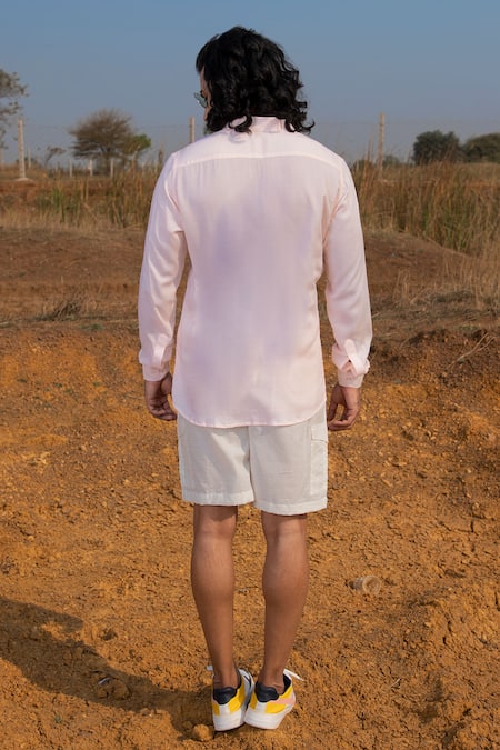 Shop_Runit Gupta_Pink Tencel Beads Avocado Embroidered Shirt _at_Aza_Fashions