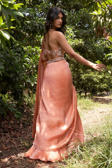 Parshya Pre-Draped Saree & Embroidered Blouse Set 