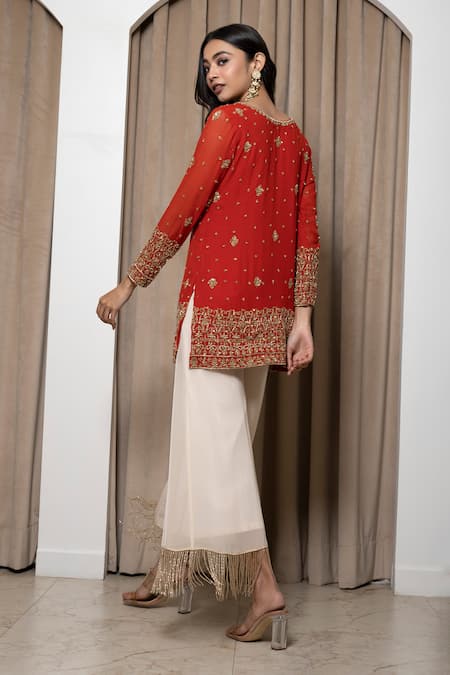 Mehak Sharma Zari Embroidered Kurta & Flared Pant Set 