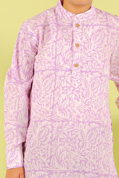 Kalp Purple Cotton Floral Print Kurta And Dhoti Set Online at Aza Fashions Kalp_Purple Cotton Floral Print Kurta And Dhoti Set _Online_at_Aza_Fashions