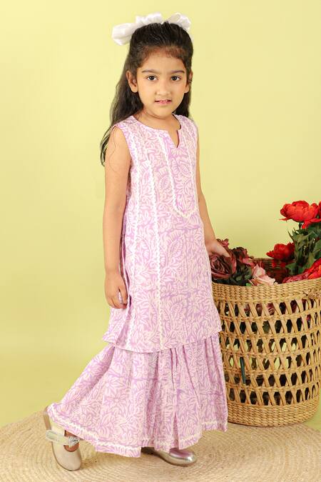 Buy Kalp Purple Cotton Lace, Embroidery Thames Floral Print Kurta And Sharara Set Online at Aza Fashions Buy_Kalp_Purple Cotton Lace, Embroidery Thames Floral Print Kurta And Sharara Set _Online_at_Aza_Fashions