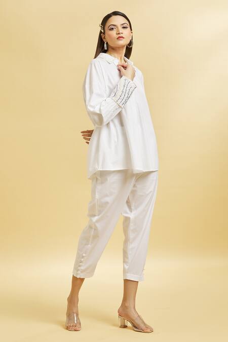 White Pant for Women | Ankle Trousers women | SAINLY