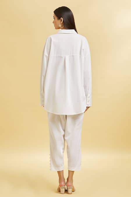 Soha By Harleen And Sona Embroidered Patch Shirt & Cigarette Pant Set 